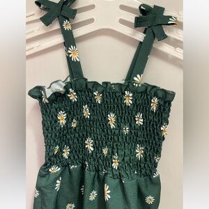 Generic Toddler Baby Girl Smocked Jumpsuit Floral Suspender Overalls